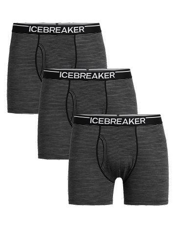 Men's Icebreaker Merino Anatomica Boxers With Fly 3 Pack Underwear Gritstone Heather | CA 1625EBCX